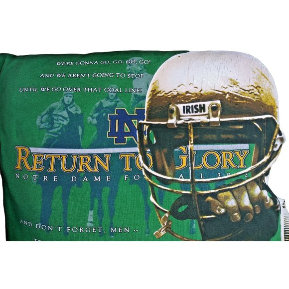 Notre Dame Green Throw Pillow Return To Glory Fighting Irish 2002 Accent Pillow - Picture 2 of 5